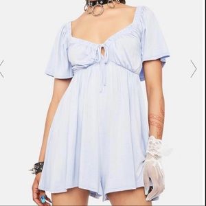 Dolls Kill Blue Flowy Romper